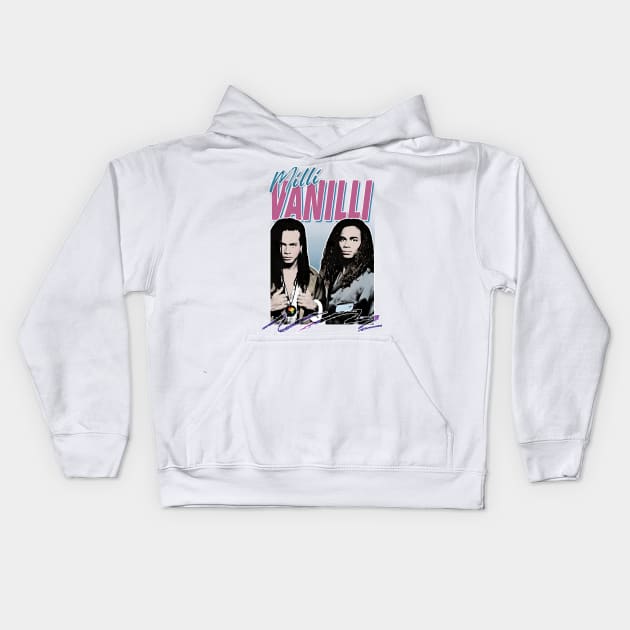 Milli Vanilli - 80's Fanart Aesthetic Design Tribute Kids Hoodie by DankFutura